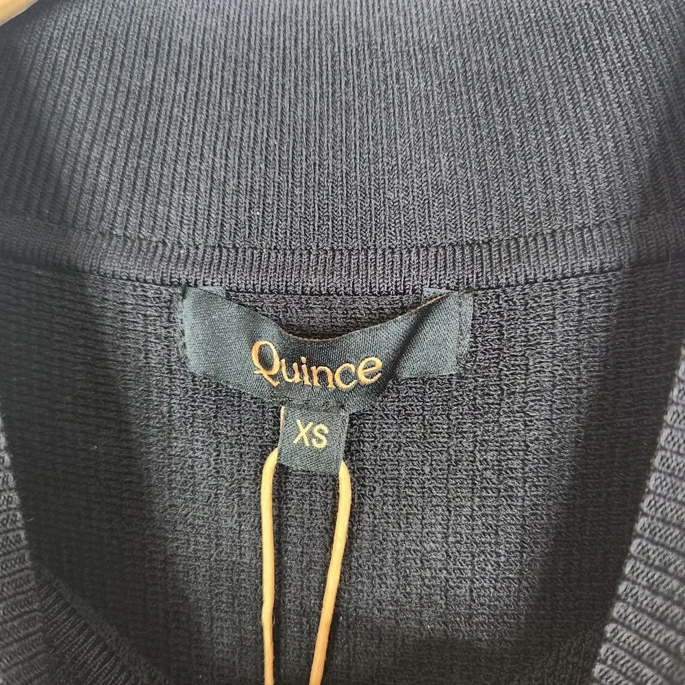 QUINCE Mockneck Halter Ribbed Knit Sweater Dress Womens XS Black Bodycon Mini‎